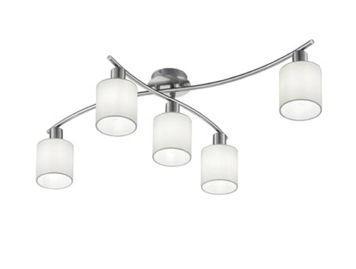 Trio Leuchten Garda 605400501 Plafonnier en nickel mat\, E14\, abat-jour en tissu blanc\, 44\,2 x 75 x 22 cm