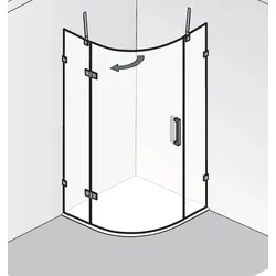 HSK Atelier Plan Pur AP.240 Runddusche 3-teilig, 1 Drehtür AP.240
