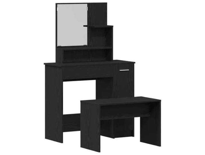 Makastle Schminktisch-Set Schwarz Eichen-Optik 86,5x35x136 cm