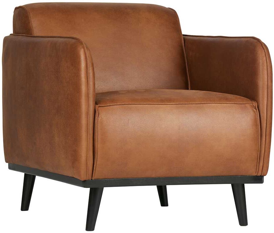 Pharao24.de Sessel in Cognac Braun Recyclingleder Wellenunterfederung