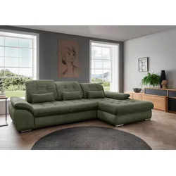 Ecksofa Rigatti Grün Chenille m. Bettkasten