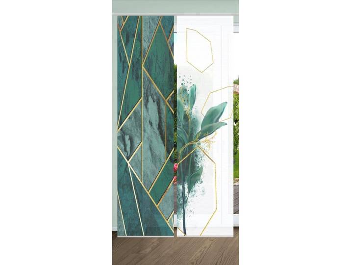 Schiebegardine HOME IN GREEN SIGNUM Gr. 1, grün, B:60cm H:245cm, Polyester, Gardinen, Schiebegardine, SET DIGITALDRUCK,BAMBUSOPTIK RECYCELT