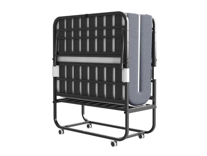 WOVREO Lit pliant 1 place 90x190 cm avec matelas mémoire de forme 9 5 cm structure métallique noire