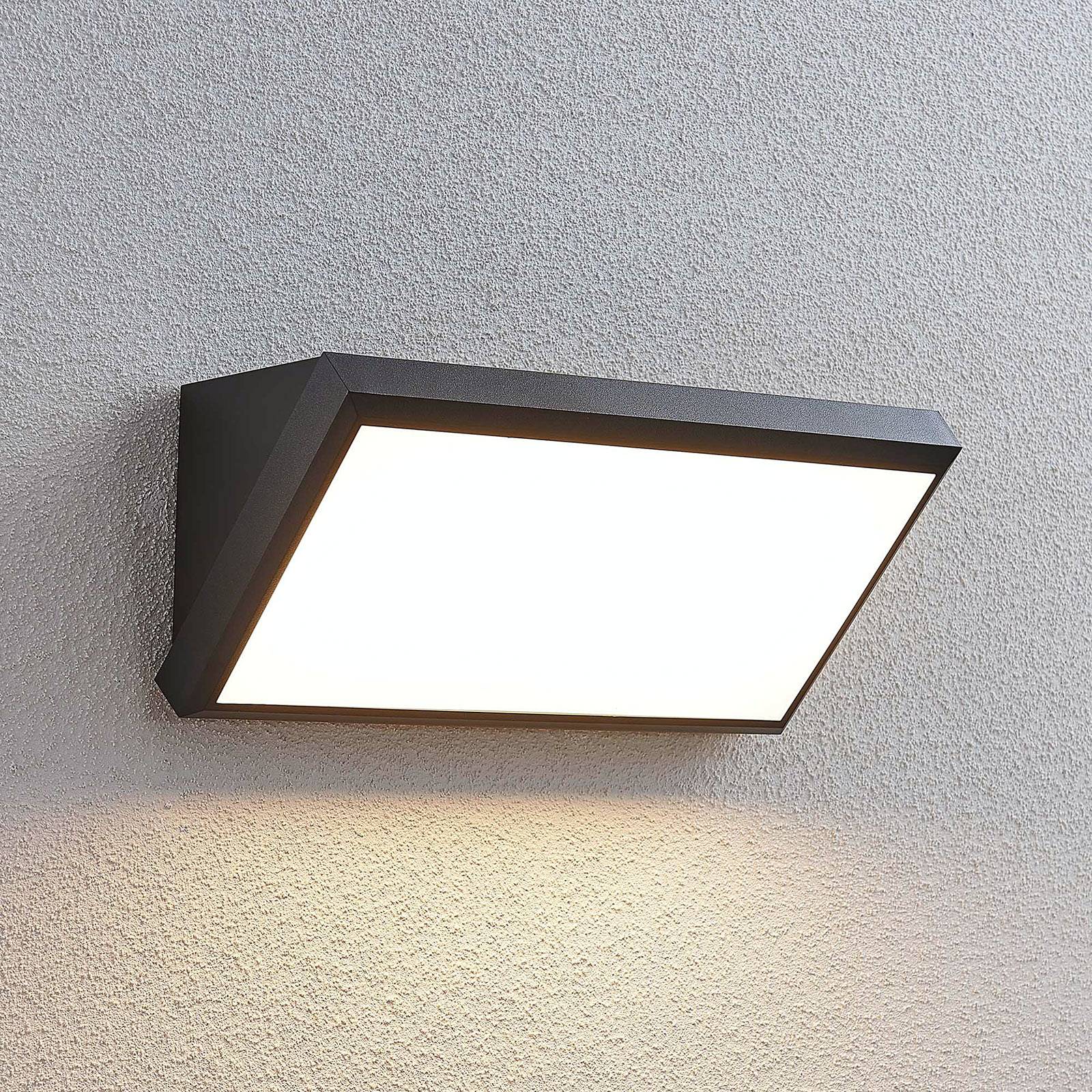 LED Outdoor Wall Light With Sensor Abby Lindby, Black, Plastic, Modern, Outdoor Wall Light