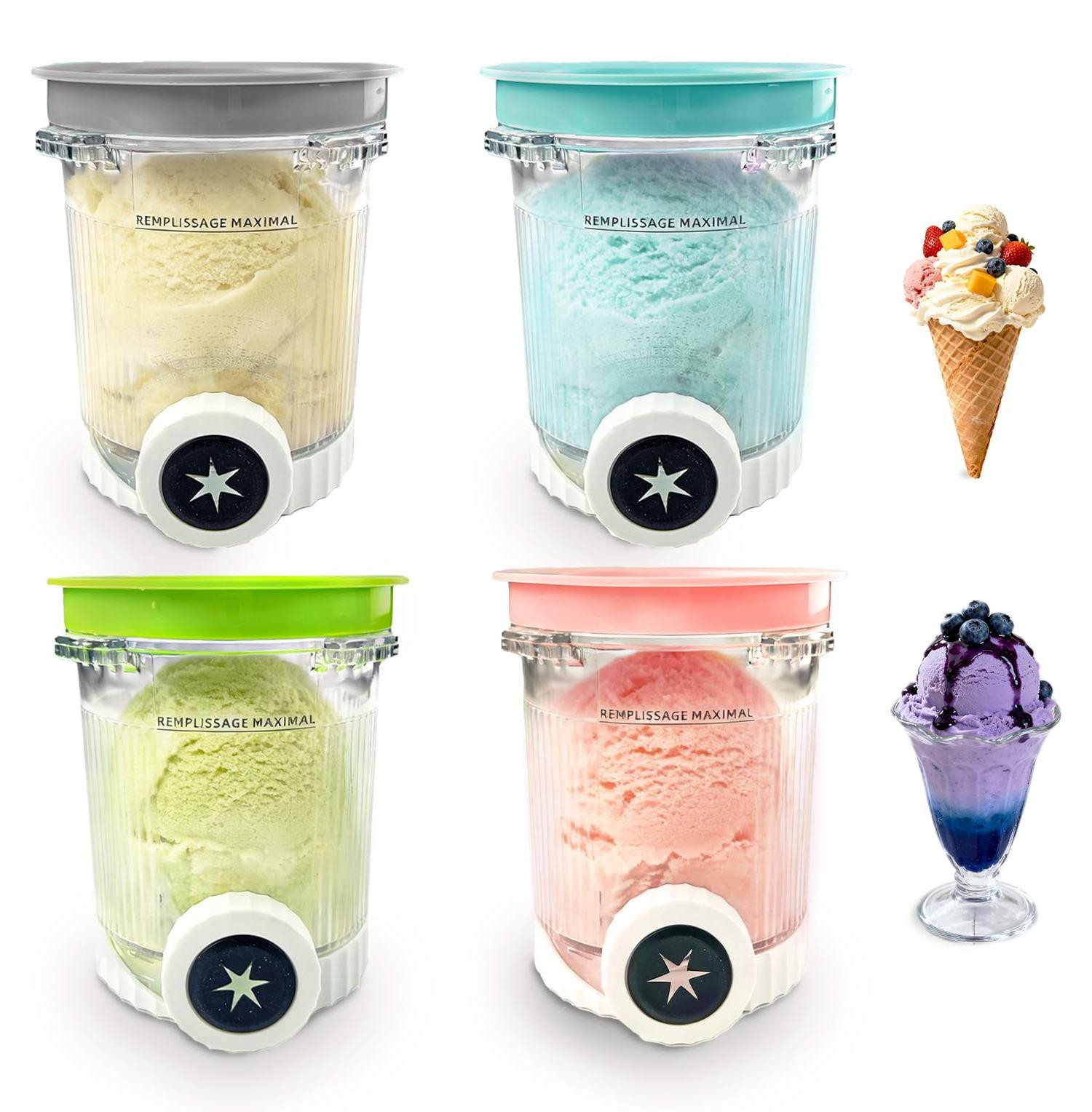 Selius 4 ijsmachine containers, 480 ml, BPA-vrij en vaatwasmachinebestendig