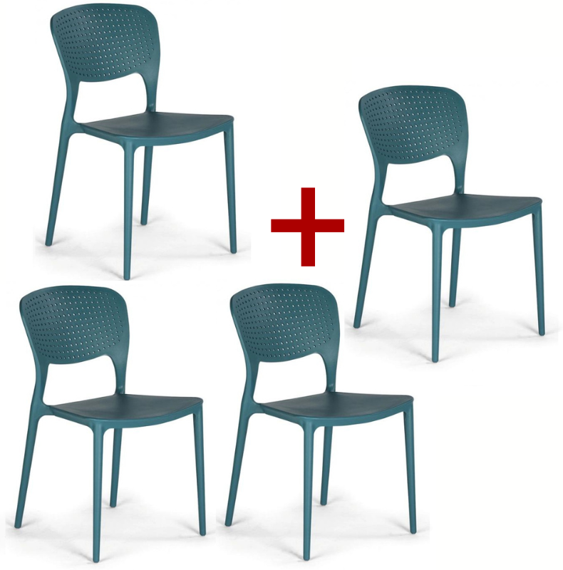B2B Partner Plastik-Esszimmerstuhl EASY II 3+1 GRATIS, blau
