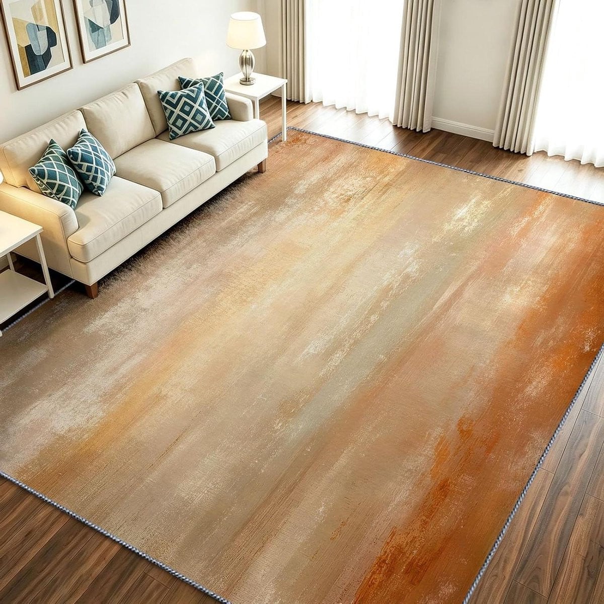 Abstract modern vloerkleed bruin rechthoekig
