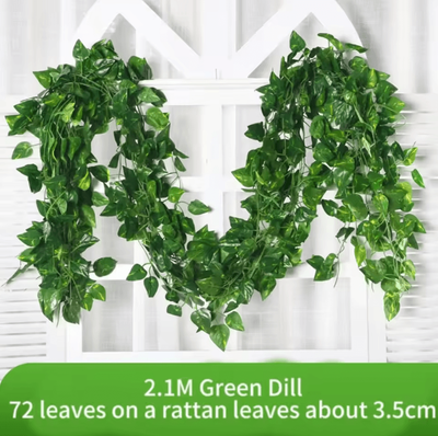 Inspire Curations Artificial Ivy Leaf Hanging Vine Garland 2.1M Silk Greenery Wall & Wedding Decor 72leaves d
