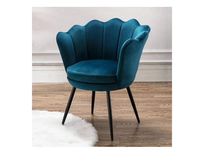 LuxusKollektion Loungesessel Sessel Samt Loungesessel Schminktischstuhl Blumenform Teal