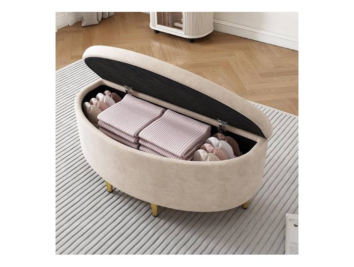 LuxusKollektion Polsterbank Polsterbank mit Stauraum 90x40 Beige (1-St)