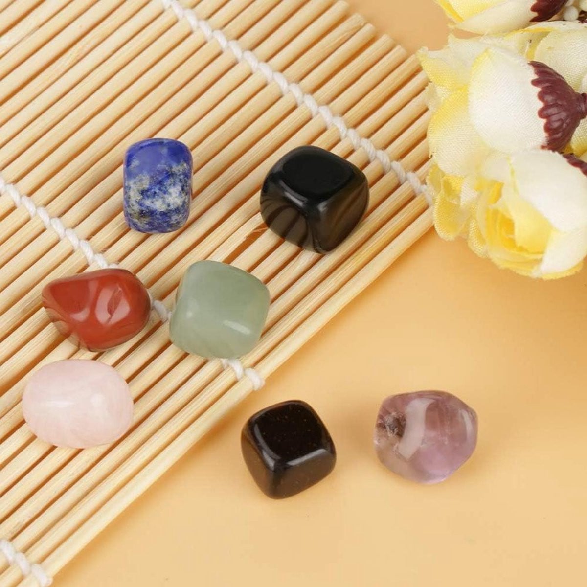 Chakra Helende Stenen Set met 7 Natuurlijke Agaat Kristallen voor Energie Balanceren - Multicolor