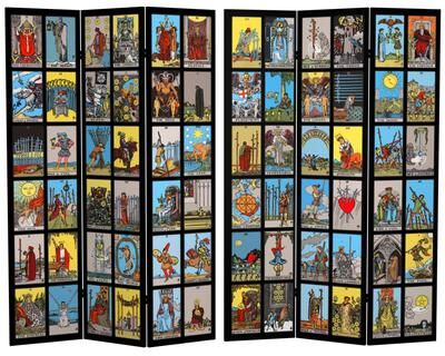 Red Lantern 6 ft. Tall Double Sided Rider-Waite Tarot Canvas Room Divider