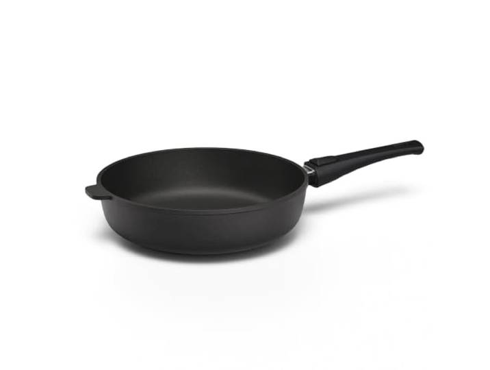 Hoffmann STONIQ Hochrandpfanne 28 cm Induktion, Antihaft, PFAS-frei, ohne Deckel, Aluguss, abnehmbarer Griff, alle Herdarten, backofenfest, wiederbeschichtbar, spülmaschinenfest - Pfanne, Bratpfanne