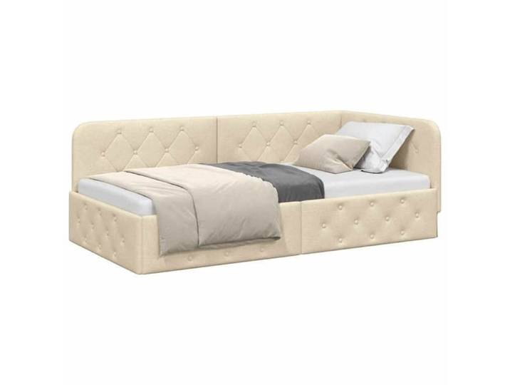 Crème Cadre de Lit pour 90x200cm - SWEETY Strcutrue de lit d'angle Crème 90x200cm tissu CL82329542978