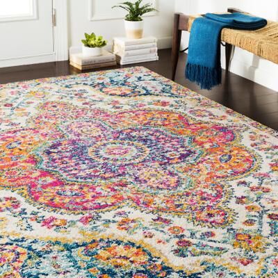 Livabliss Hal Vintage Boho Traditional Pink Medallion Area Rug