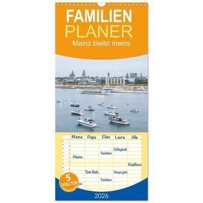 Familienplaner 2026 - Mainz bleibt meins mit 5 Spalten (Wandkalender, 21 x 45 cm) CALVENDO