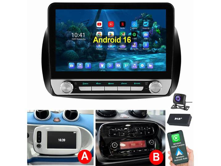 ESSGOO 10,1 Für Smart Forfour Fortwo 453 2014-2019 Carplay GPS Autoradio (RDS, Digitalradio (DAB), FM)