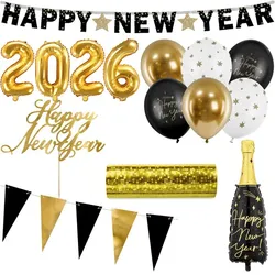 Partyset Silvester 2026 Dekoration Silvesterparty gold schwarz Party Set