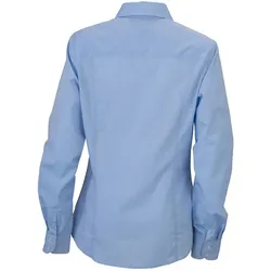 JAMES & NICHOLSON Bluse langarm light-blue/navy-white Gr. M