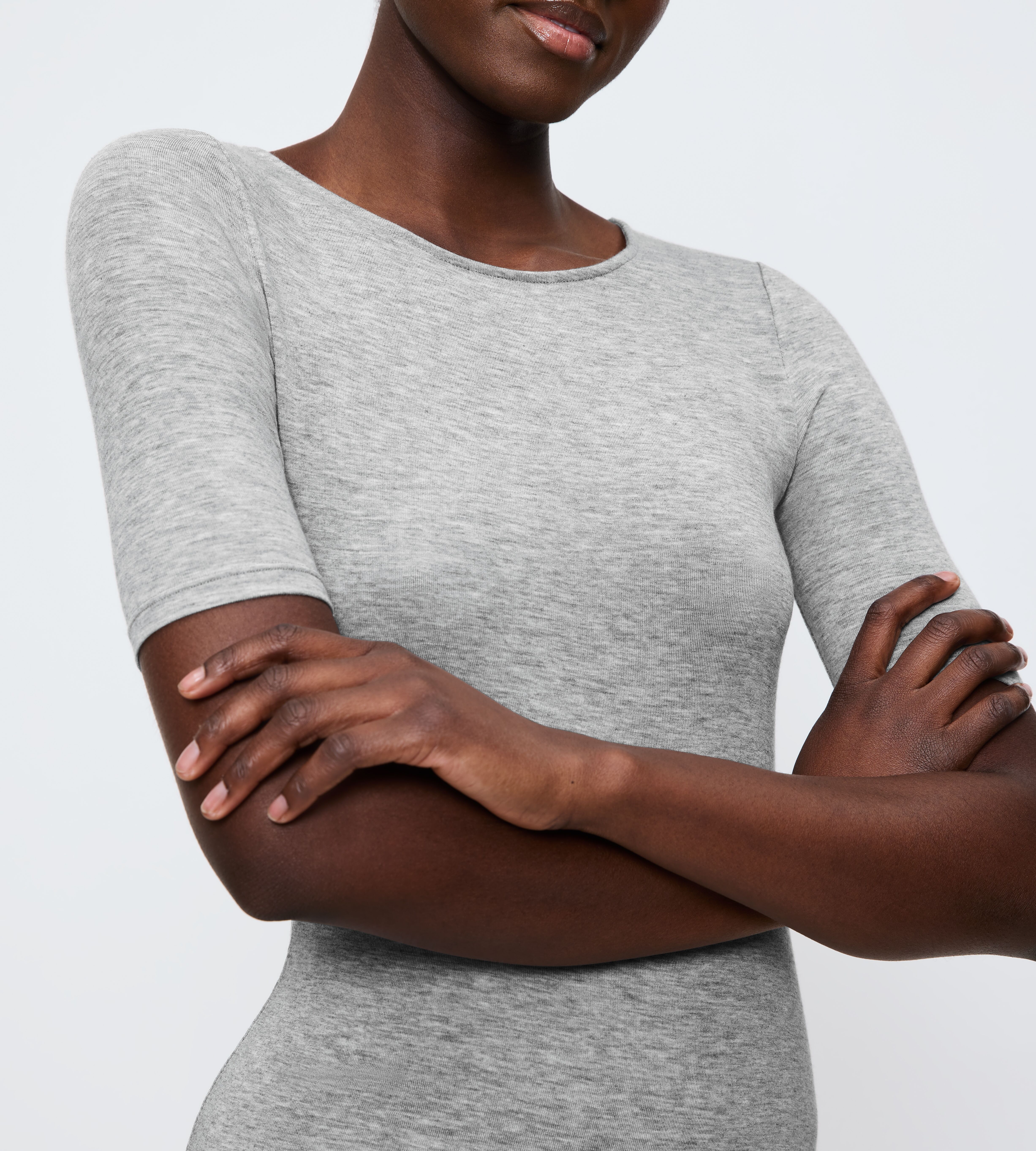 Triumph "Beauty Layers SSL Top Wool" weiche Wolle, Rundhalsausschnitt, wärmend medium grau melange S