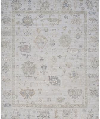 Pasargad Home Oushak Hand-Knotted Beige/Cream Wool Area Rug