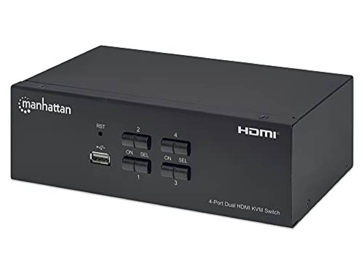 Converter KVM ManHattan DE 4 PUERTOS PARA DUAL HDMI 4K A 30HZ
