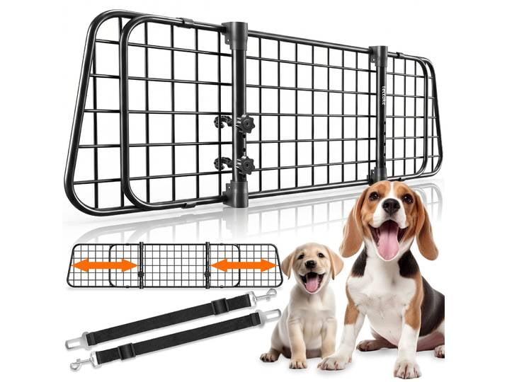 Grille de protection pour chien Balu, réglable en largeur, 2 ceintures de sécurité - noir