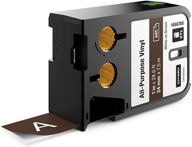 Dymo 1868788 XTL fita vinil branco sobre castanho 24mm