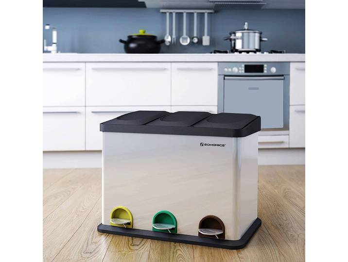 Poubelle Bosset III 60 x 48 x 33cm Argenté