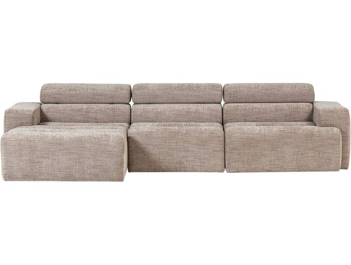WOOOD Ecksofa Novi Chaiselongue Bezug mit verstellbarer Nackenstütze 300x173x73 cm, Links, Tragkraft 360 kg, Gute Verschleißfestigkeit, Melange-Webstoff