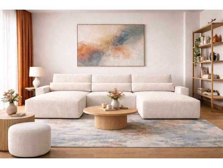 ROYAL24_MARKT Ecksofa - Brazil U - mit Bettkasten & HR-Schaum, Ecksofa 1 Teile, Schlaffunktion, Bettkasten, HR-Schaum, Wellenfederung