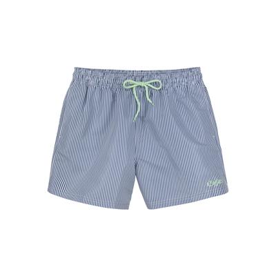 Badeshorts BUFFALO, Herren, Gr. L (52), N-Gr, blau (blau, weiß), Microfaser, Microfaser, Polyester, Recycling-Polyester, gestreift, Badehosen Badeshorts, in feinem Streifenlook