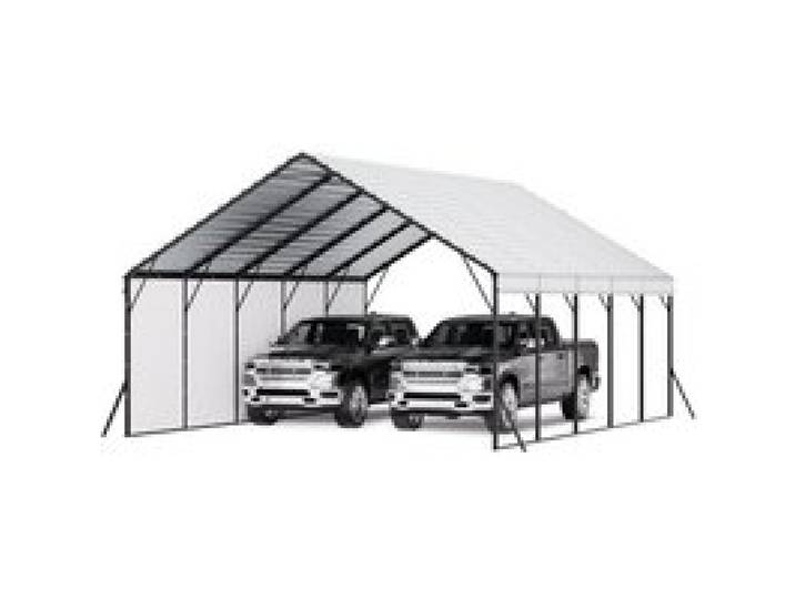 VEVOR Carport, 5,8x7,45x3,77 m, Lagerzelt mit stabilem Rahmen und Dach, Autounterstand mit abnehmbaren Seitenwänden, Mehrzweck-Garagezelt für Pickup, Boot, LKW und Traktoren