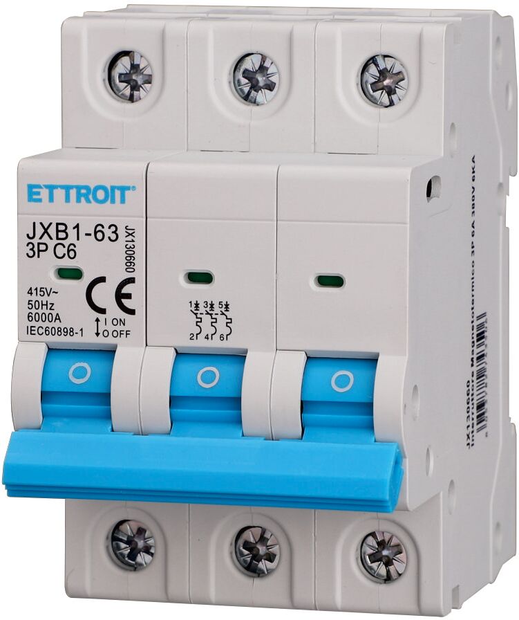 Ettroit Interruttore Magnetotermico 3p 6 A 6 Ka  Jx130660