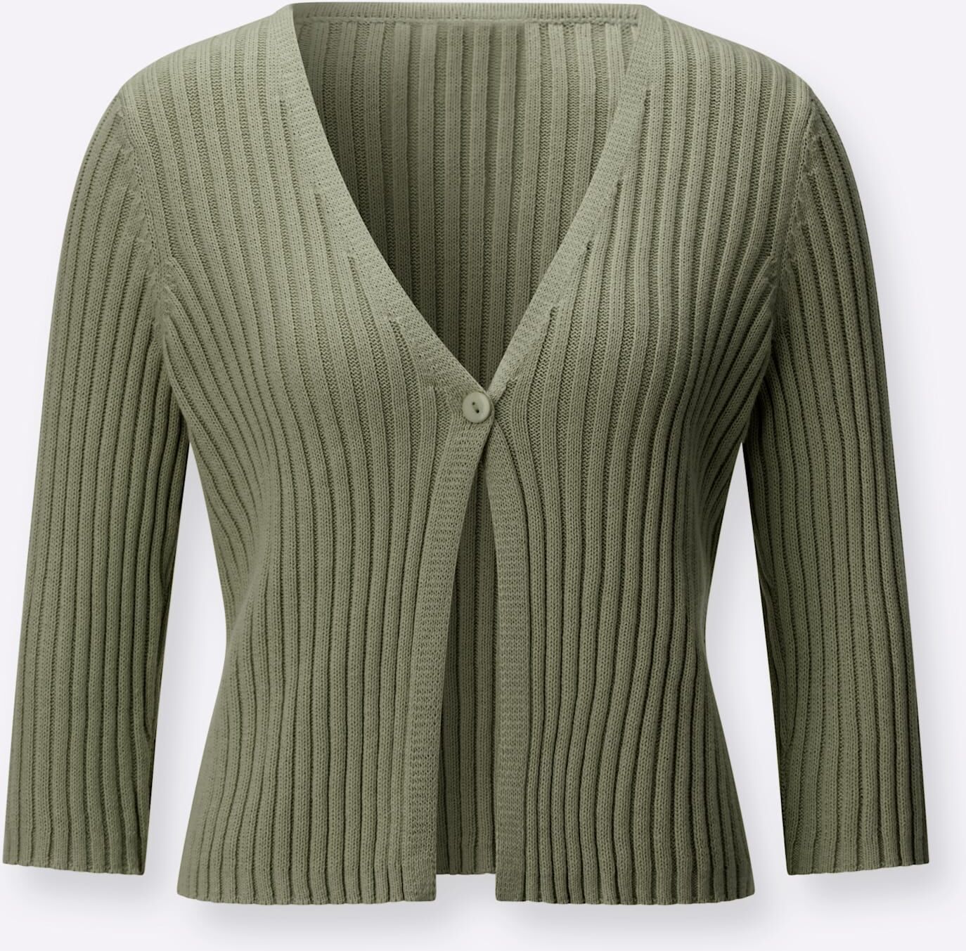 Bolero CASUAL LOOKS, Damen, Gr. 48, khaki, 100% Baumwolle, unifarben, Strickjacken Bolero khaki 48