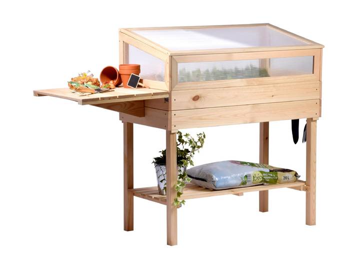 Hochbeet DOBAR Erhöhtes Frühbeet mit Aufsatz aus Holz , braun, B:150cm H:107cm T:50cm, Pflanzgefässe, Hochbeet