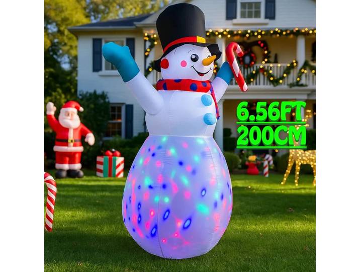 6.5FT LED bonhomme de neige père noël gonflable décorations de noël ornements de noël lumières en plein air maison cour vacances fête décor jouets