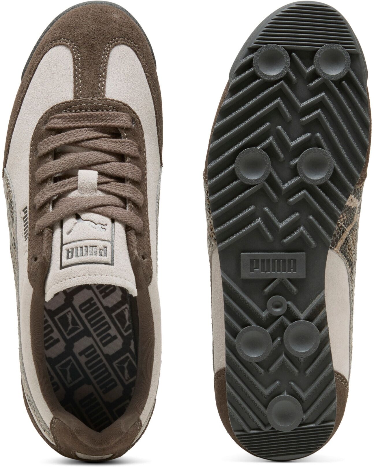 Sneaker PUMA "ARIZONA SNAKE WNS", Damen, Gr. 38,5, braun (silber fog, matte bronze), Leder, Schuhe Sneaker silber fog, matte bronze 38,5