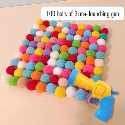 Inspired Finds Interactive Plush Ball Launcher Cat Toy Gun For Indoor Play & Exercise 100 1.18in Balls + Launcher