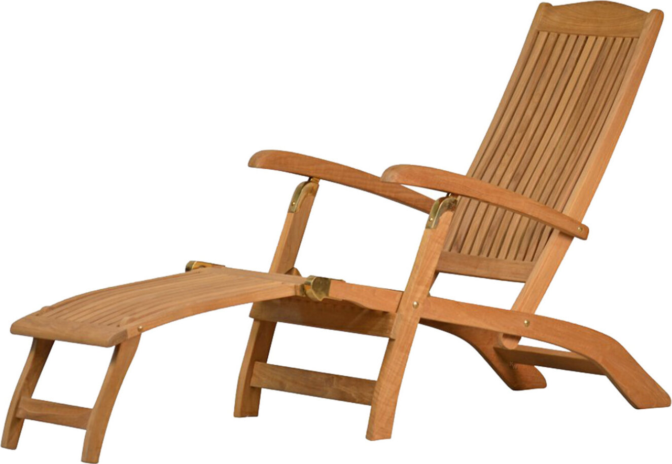 Teakholz Deckchair Brighton premium als exklusiver Liegestuhl verstellbarer Teak Relaxsessel mit abnehmbarer Fußablage