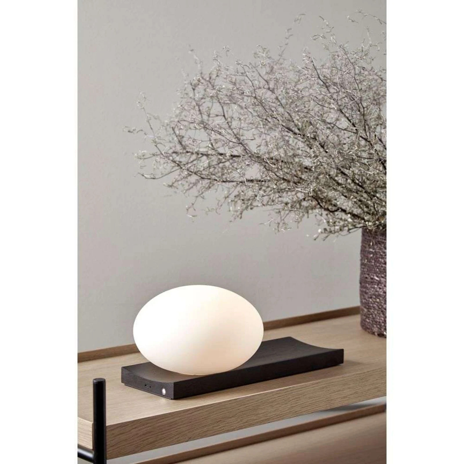Woud Dew Draagbare Tafellamp en Wandlamp Black met Oplaadbare Accu