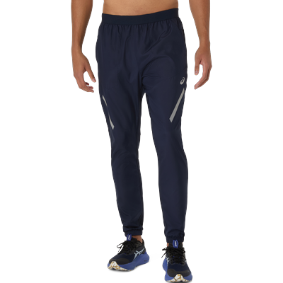 Laufhose ASICS "LITE-SHOW PANT", Herren, Gr. M, N-Gr, blau (midnight), Obermaterial: 100% Polyester, Hosen Laufhose, Wasserabweisend, Windabweisend, Schnelltrocknend