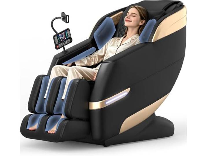 YONISEE 4D Massagesessel Ganzkörpermassage mit SL-Schiene, Sprachsteuerung 11 Programme, Zero Gravity,16 Airbags, Beheizbar, KI Sprachsteuerung und Bluetooth Lautsprecher,Fußrollenmassage