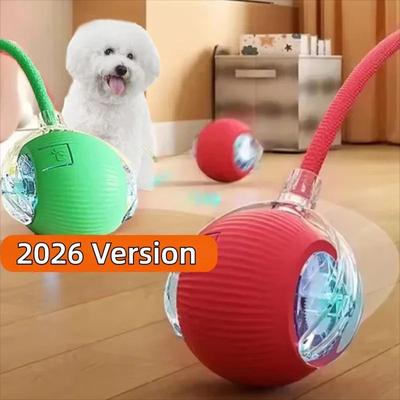 Inspired Living SmartPlay Automatic Rolling Dog Ball Rechargeable Interactive Puppy Toy gray Tail Ball
