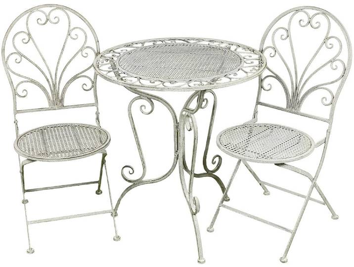 Balkonset AMBIENTE HAUS Gartenmöbelset , grau, B:70cm H:75cm T:70cm, Eisen, Sitzmöbel-Sets, Balkonset, Sitzgruppe Garten Metall Nostalgisch