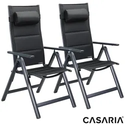 Casaria Casaria Gartenstuhl Bern Premium 2er-Set Anthrazit gepolstert