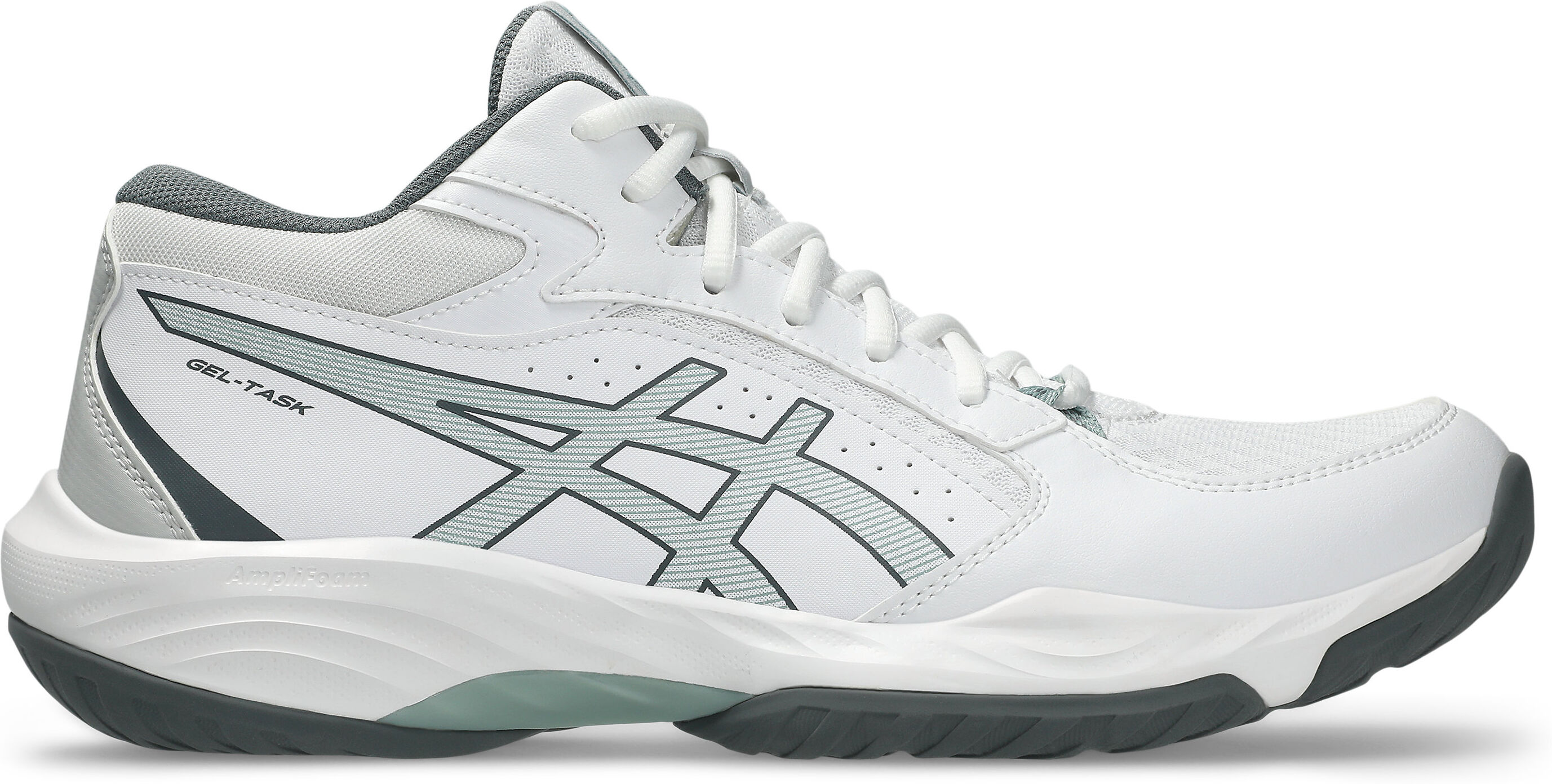 Hallenschuh ASICS "GEL-TASK MT 5", Herren, Gr. 46,5, weiss (weiß, ocean haze), Synthetik, Schuhe Hallenschuh, besonders geeignet für Handball und Volleyball weiß, ocean haze 46,5
