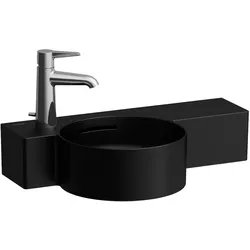 LAUFEN VAL Handwaschbecken, ohne Hahnloch, Ablage rechts, mit Überlauf, schneidbar, 550x315mm, H8152837168131, Farbe: Schwarz Matt