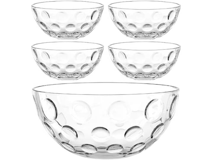 LEONARDO HOME CUCINA OPTIC Schalenset 5 tlg. Set Strukturierte Glasschalen im klaren Design Passend zu jeder Gelegenheit Vielseitig einsetzbar Stapelbar Hochwertig klar 066354