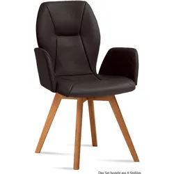 ARMLEHNSTUHL (6er-Set) Donka 58x92x60 Eiche geölt/Espresso